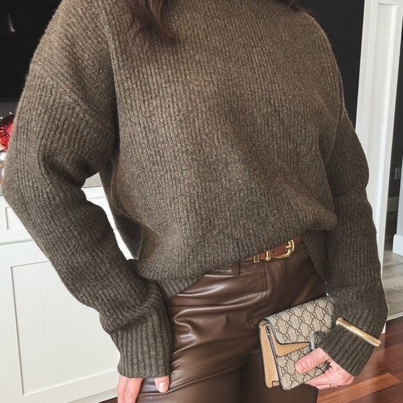 Women's Dark Olive Turtleneck Knit Sweater Top | Sage The Label | Green - Picture 2 of 11